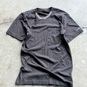 Chrome Hearts Black Short Sleeve Pocket Tee with White Neck Logo